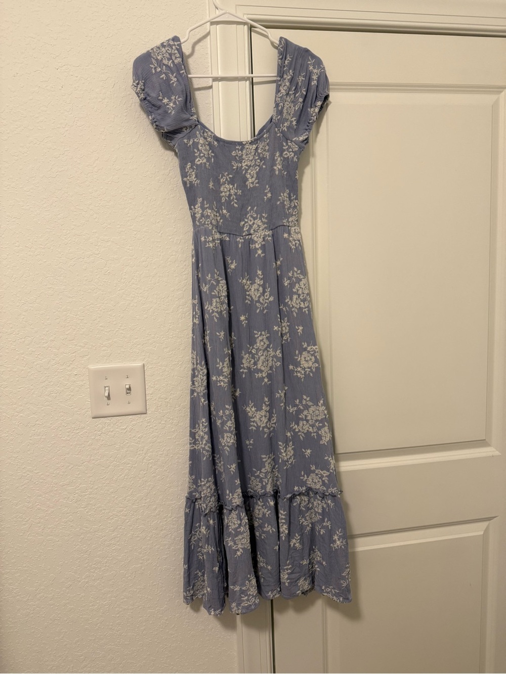 Altar'd State Periwinkle Floral Maxi Dress with Puff Sleeves - Picture 3 of 4